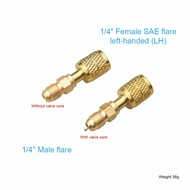 AC Refrigerant Adapter  1/4" Hose Adapter for Left-Handed A2L Refrigerant Tanks - Female LH to Male 