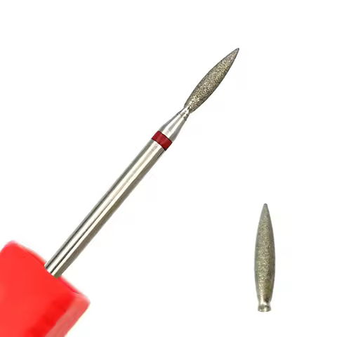 HYTOOS Fine Diamond Nail Drill Bits Cone Shape Russian Mills Cuticle Clean Burr Electric Manicure Dr
