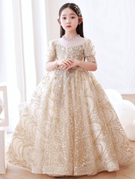 พลัสไซส์ Princess เดรส Puffy กระโปรง งานแต่งงาน ชุดราตรี ชุดเปียโนการแสดงวันเกิด Hostess หวาน สไตล์ 