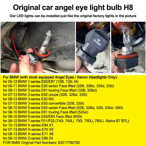 2PCS LED Angel Eyes Marker Lights Bulbs H8 For BMW 1 3 5 6 7 series E82 E87 E90 E91 E92 M3 E93 E60 E