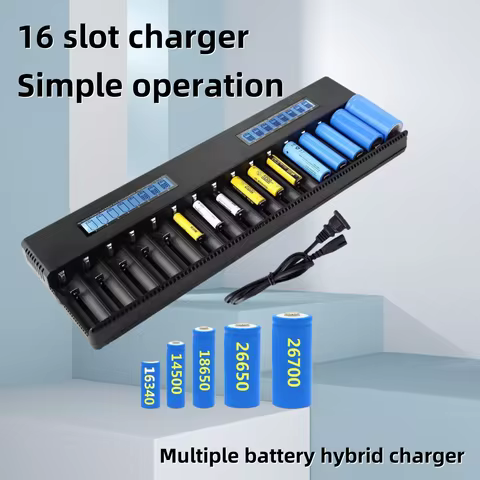 L16 slot L12 slot Battery Charger for 18650 3.7V Li-ion NiMH 1.2V 16340 3.7V 26650 21700 26700 AA AA