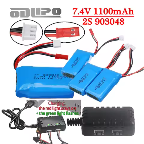 7.4V 2IN1 Charger /7.4V 1100mah Li-Po Battery For WLtoys A979 A969 A959, V912 V913 V353, K929 V262 L