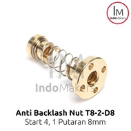 3D Printer Leadscrew T8-2-D2 8mm Lead 8mm Anti Backlash Spring Nut
