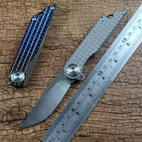 TWOSUN Knife M390 Folding Satin Blade Flipper TC4 Titanium Handle Outdoor Camping Hunting Pocket Kni