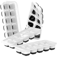 DOQAUS Ice Cube Tray with Lids - 4 Pack Stackable Silicone Ice Trays for Freezer, BPA & LFGB Safe, E