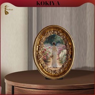 [kokiya] Resin Oval Picture Frame 14.8x18.7cm Old Fashioned for Office Studio Elegant