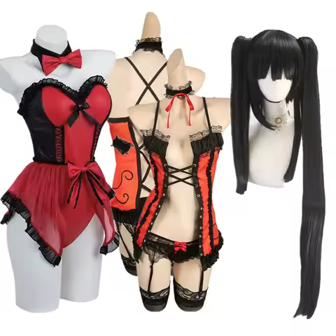 DATE Anime A LIVE Tokisaki Kurumi Cosplay Costume Adult Women Bunny Girls Jumpsuit Wig Outfits Hallo