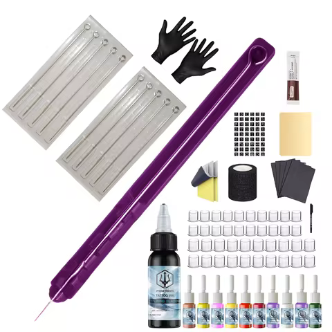 Hand Poke Tattoo Kit POSEIDON High Quality 10 Tattoo Needle Hand Poke Pen And Stick Tool Tattoo Kit 