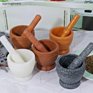 [springeven] Plastic Set Mortar Pestle Garlic Herb Spice Mixer Grinder Grinding Bowl Garlic Masher Restaurant Kitchen Tools New Stock