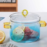 15cm Heat Resistant Glass Cooking Pot KC008 - biru AM10 Alanmasbro10