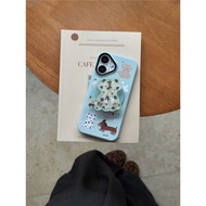 iPhone 16 Pro max 15 Pro Green Land Puppy pattern Film phone case