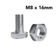 Skru Rak Besi Lubang (M8 x 16mm) / Screw Bolts and Nuts for Slotted Angle Bar