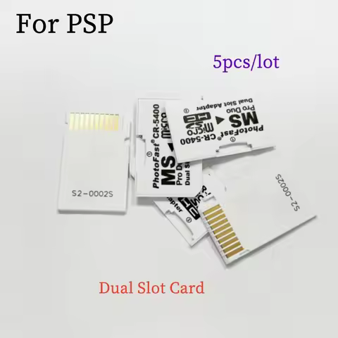 5pcs Dual Slot TF Flash Card To Memory Stick MS Pro Duo Adapter for PSP 1000/2000/3000 Converter CR5