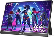 🌟全新行貨,全港免運🚚ARZOPA 16.1 英吋 144Hz 可攜式顯示器,100% sRGB 1080P FHD 支架可攜式遊戲顯示器,附 HDR,超薄,眼部護理,外部第二螢幕,適用於筆記型電腦、