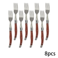 new 4-10pcs8.5 Laguiole Steak Knives Table Forks Wood Dinner Knife Japanese Stainless Steel Wooden