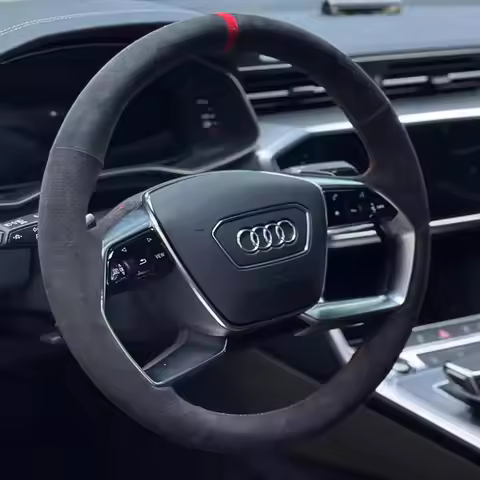 For Audi A8 S8 A7 A6 A8L Etron 2021-2022 hand stitched high quality suede circle car steering wheel 