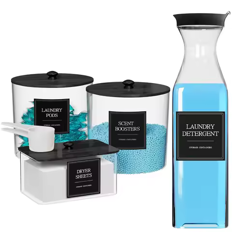 3+1 Pack Laundry Pods Containers & Dryer Sheet Holder & Laundry Detergent Dispenser, Laundry Room Or