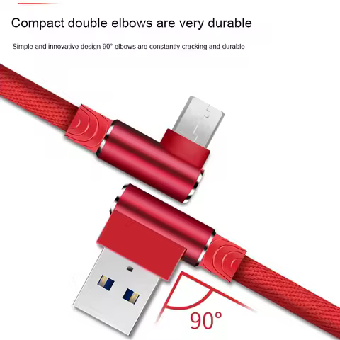 1m 2m 3m 90 Degree Micro USB Data Fast Charging Cable for S6 S7 Mi 4X LG Tablet Android Mobile Phone