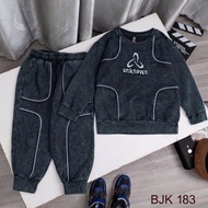 Stone-washed cotton long-sleeved pants set, size 24_40 kg