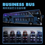 ♛Alloy Double Decker Bus Toy Car Bus Toy Large Door Bus Model Simulation Child Boy