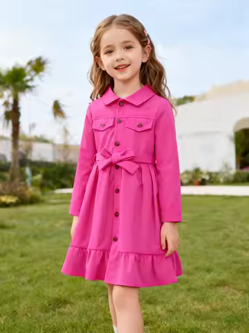 A New Fashionable Dress For Girls In Autumn And Winter A Two-Piece Set Of Rose-Red Workwear Long-Sle