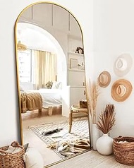 Full Length Mirror with Stand, 34"x76" Floor Mirror Freestanding, Arched Wall Mirror, Oversized Mirr