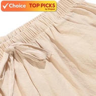 Women Summer Fashion Short Pants Wide Leg Shorts Cotton Linen Plain Color Elastic Waist Loose Sports