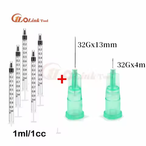 1ml Syringes + 32G 4MM 31G 30G 20G 21G 23G 25G 22G Injection Needles Injection Tool Sharp Pointed Ne