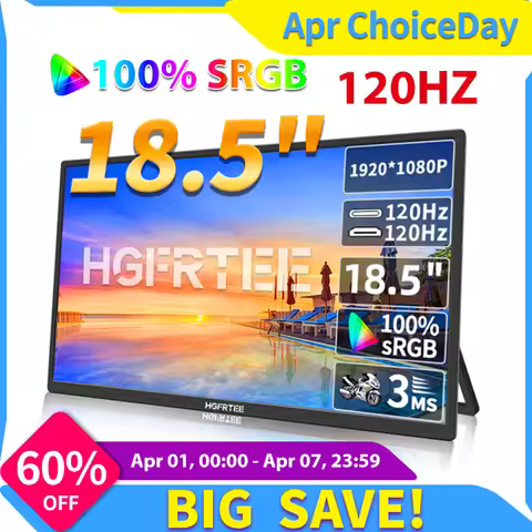 HGFRTEE 18.5inch 120Hz 100%RGB Portable Monitor Laptop Extended Display ADS-IPS HDR Screen With VESA