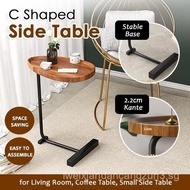C Shaped Side Table, Small C Table End Table for Sofa and Bedside, Couch Side Tables That Slide Unde
