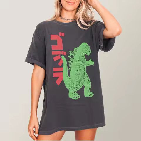 Godzilla Gojira Japanese Kaiju Movie Graphic T-Shirt Anime Print Oversized Japanese Manga Streetwear