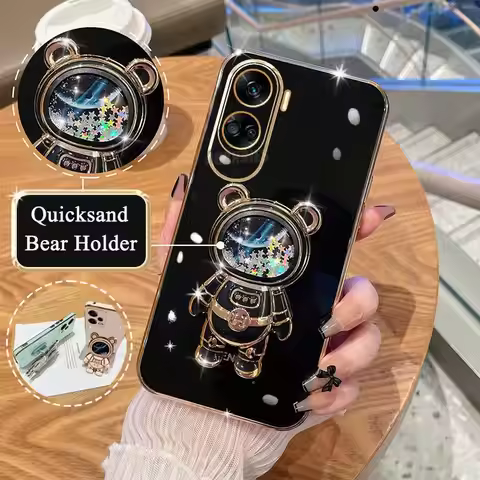 Honor90lite Glitter Quicksand Holder Plating Case For Huawei Honor 90 Lite 90lite 70 Pro X7a X8 X8a 