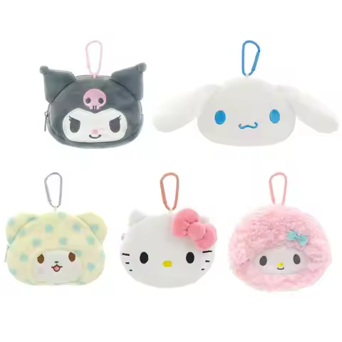12cm Genuine Sanrio Plush Coin Purse Hello Kitty Cinnamorol Kuromi Samll Pendant Christmas Birthday 