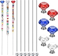Pelopy Pack of 6 DIY Fairy Garden Beaded Stakes Wands Kit 6 Pcs of 8/32 Inch 12 Inch Threaded Rods a