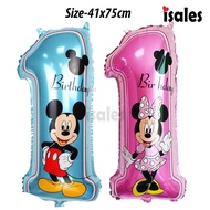 Party Decoration 1pcs 41x75cm Mickey 1st birthday party decoration Mickey and Minnie Foil Balloon