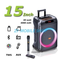SING-E ZQS15126 Speaker Troli 15 inci Super Bass Bluetooth with Wireless Mic Outdoor Event Karaoke S