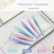 Stainless Steel Precision Tweezers Color Macaron Tweezers Straight Head Elbow Eyelash Grafting Tweezers