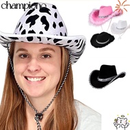 CHAMPIONO Cowgirl Hat Women Funny Cosplay Costume Party Performance Sequin Cowgirl Hats
