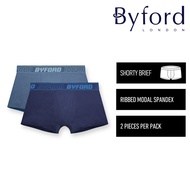Byford Seluar Dalam Lelaki (2 Pcs) | Byford Ribbed Modal Spandex Shorty Brief - BUD5280S