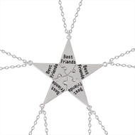 5-piece Fashion Men And Women Necklace Creative Stitching Five-pointed Star Alloy Pendant Best Frien