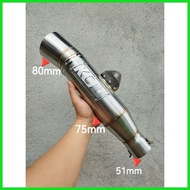 ☎ ☪ STAINLESS OPEN PIPE  AUN DAENG 51 MM TUBE TYPE BLUE TIP UNIVERSAL EXHAUST MUFFLER CANISTER ONLY