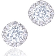 ORROUS&CO18KGoldPlatedCZSimulatedDiamondStudEarringsforWomen,Hypoallergenic,1.9Carat B6E7