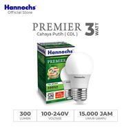 hannochs lampu bohlam led premier 3 watt cahaya putih