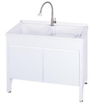 --villa時尚生活-- U100 台灣製造◎防水 結晶烤漆實心人造石洗衣槽+櫃 100cm