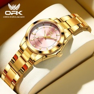 OPK Quartz Watch for Women Elegant Stainless Steel Watch Luminous Waterproof Gold Diamond Wristwatch