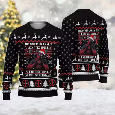 Disney Deadpool Autumn and Winter 3D Print Ugly Christmas Men's Women's Pullovers Couple Outdoor Par