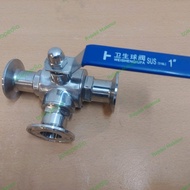 Ball valve 3 way sanitary SS316L type T-port 3/4"