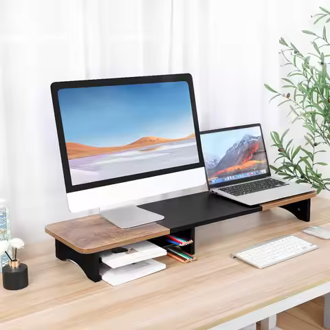 Dual Monitor Stand with Storage 2 Monitor Riser Stand Desktop Monitor Stand for Computer Laptop Prin