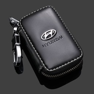 Hyundai Car Key Case Genuine Leather Car Smart Key Chain Keychain Holder Metal Hook For i10 stargaze