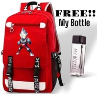 Mallkita Tas Ransel Sekolah Anak SD Smp LakiLaki Perempuan Motif UltraMan Anime Terbaru 4in1 Bonus